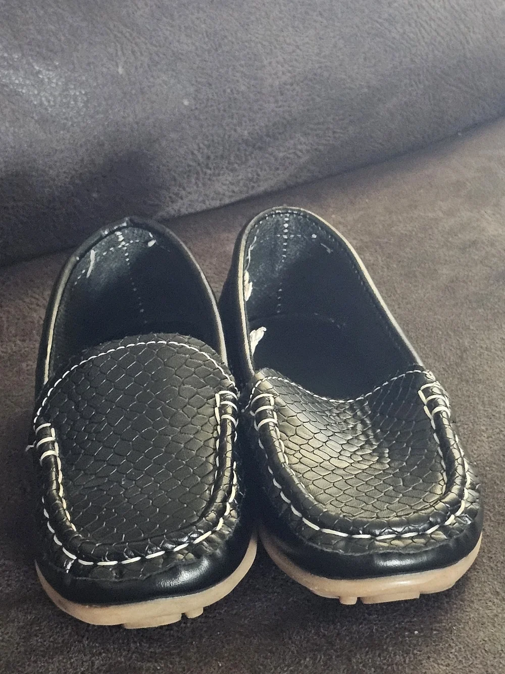 Kids Black Slip-On Driving Loafers